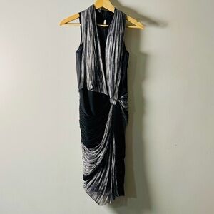 RARE Willow Austrailian Brand Draped Sleeveless Silk Black Mini Dress Sz 2 US